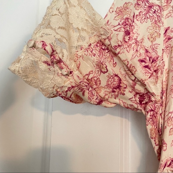 Free People Lucie Mini in Pink Combo tie back lace insert 12 - Picture 6 of 9